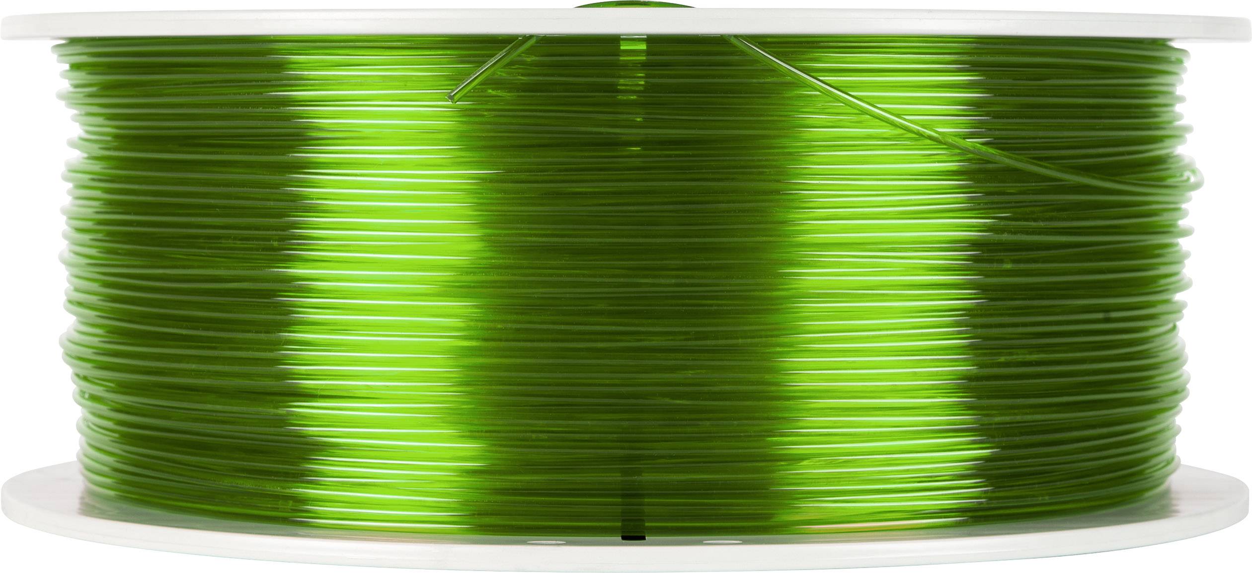 Eine Rolle mit grünem 3D-Drucker-Filament auf einer weißen Spule. Ideal für den Einsatz in 3D-Druckern zur Herstellung plastischer Objekte.