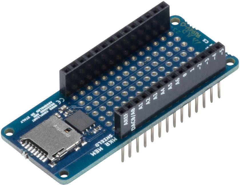 Ein Arduino-Shield mit Anschlusspins und einem Micro-SD-Kartenslot. Geeignet für Erweiterungsprojekte zur Datenspeicherung auf Arduino.