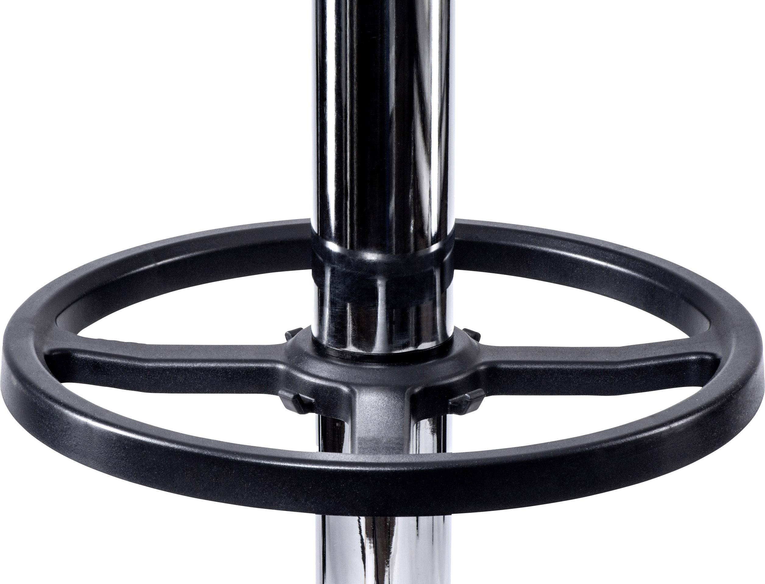 Ein schwarzes, metallisches Steuerrad an einem glänzenden Rohr. Ideal für die Steuerung von Ventilen oder Maschinen.