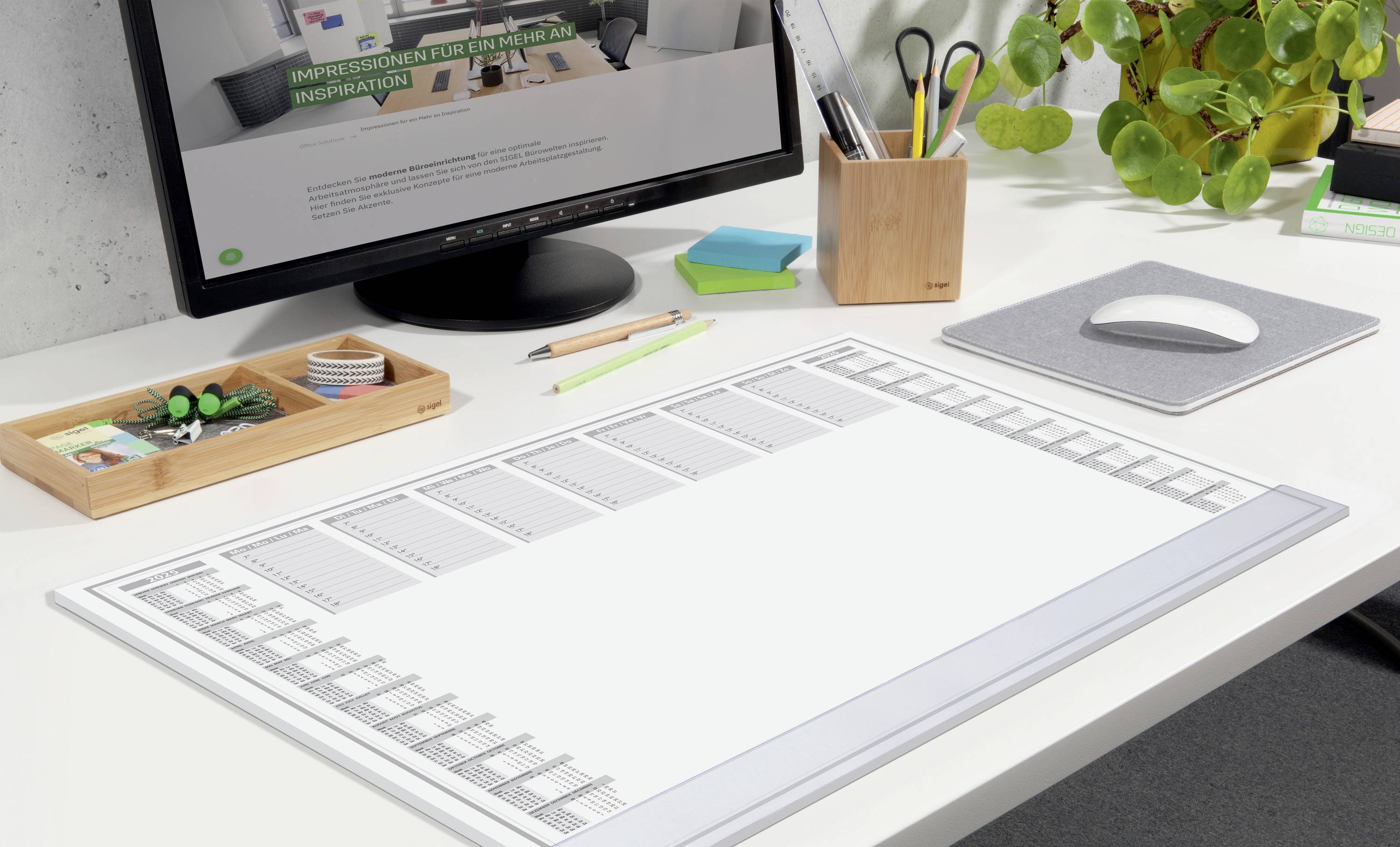 Sigel Protect HO366 Schreibunterlage 2-Jahreskalender Grau (B x H) 595 mm x 410 mm