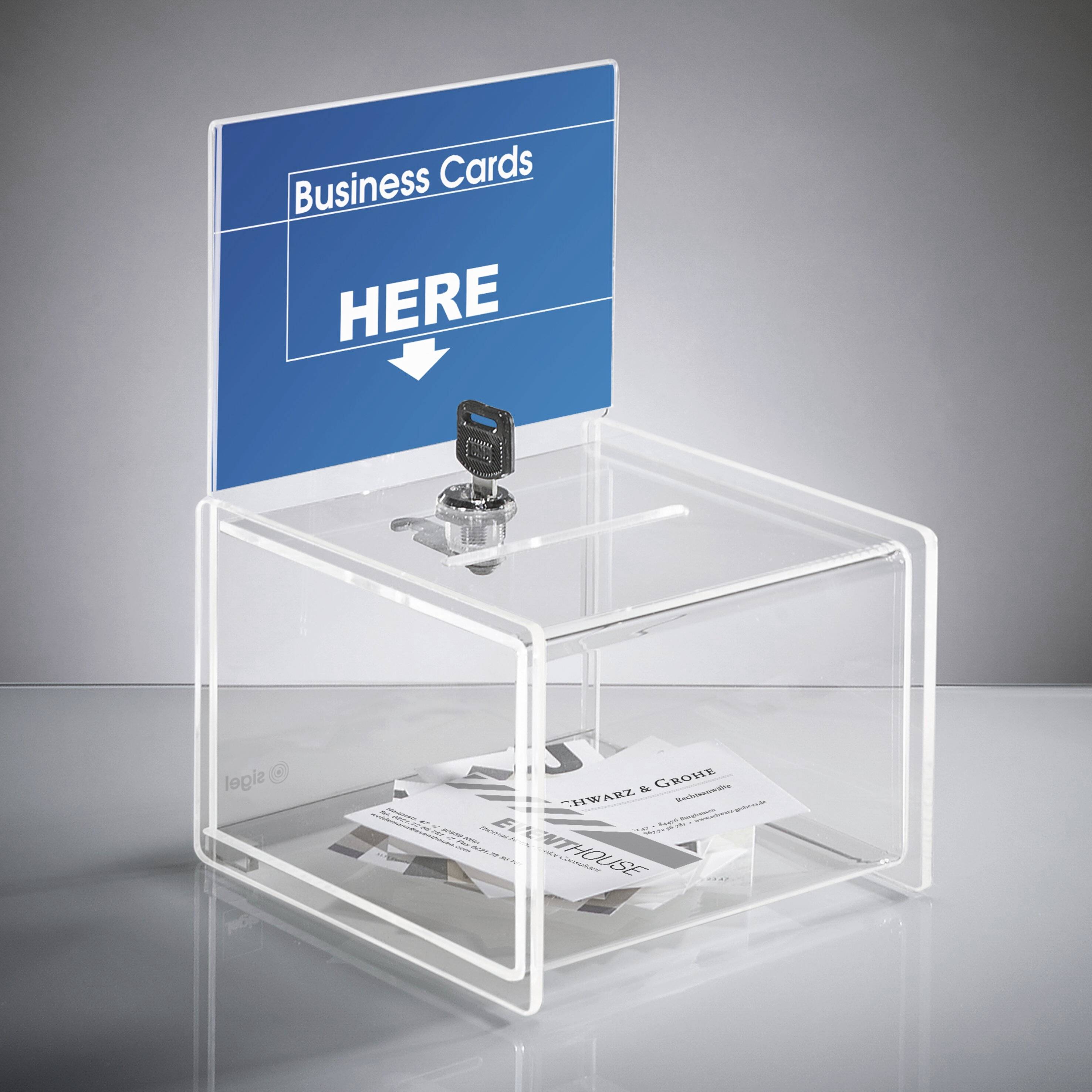 Eine transparente Box mit der Beschriftung 