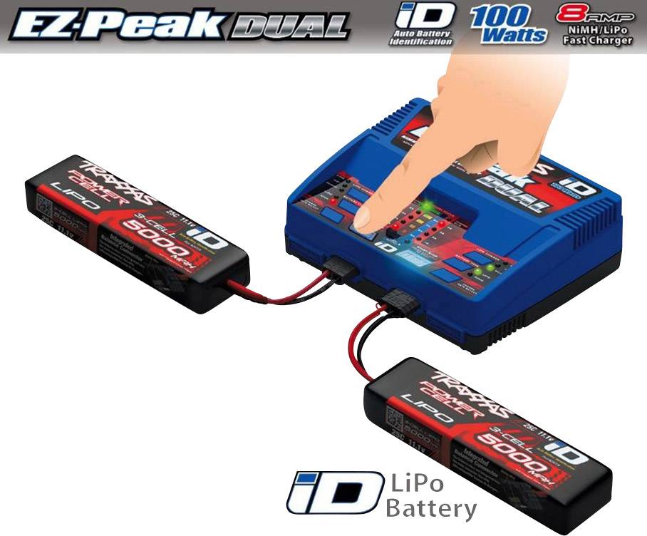 Traxxas Dual EZ Peak Plus Modellbau-Multifunktionsladegerät 100 V, 230V 8A Inkl. 2x LiPo Akkus