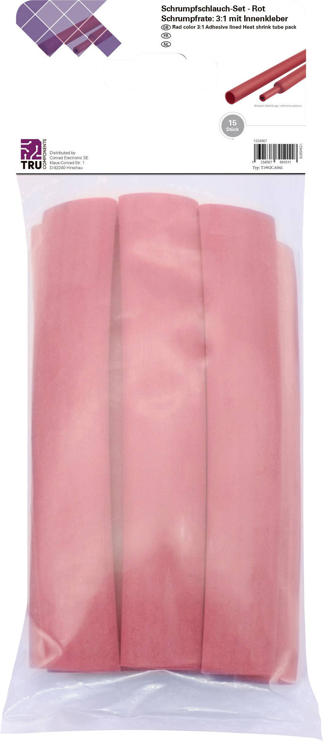 TRU COMPONENTS T1902CA041 Schrumpfschlauchsortiment Rot 12 mm 4 mm Schrumpfrate:3:1 15 St.