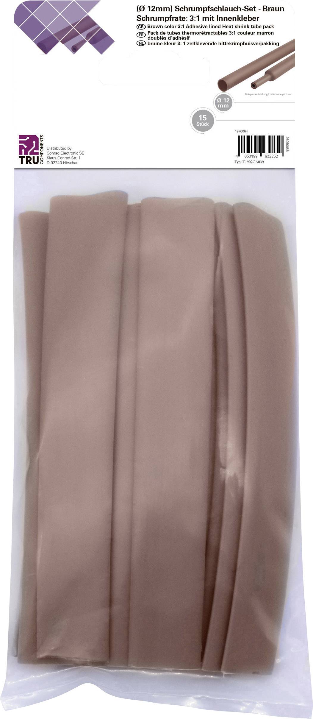 TRU COMPONENTS T1902CA039 Schrumpfschlauchsortiment Braun 12 mm 4 mm Schrumpfrate:3:1 15 St.