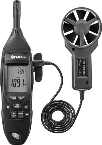 FLIR EM54 Anemometer 0.4 bis 30 m/s mit Temperaturmessfunktion, Magnet-Flügelrad, Externer Sensor