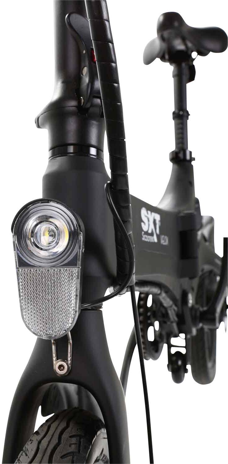 SXT Scooters VELOX E-Bike mit Trittantrieb Schwarz Lithium 36V 5.2Ah Rahmen klappbar, mit herausnehmbaren Akku