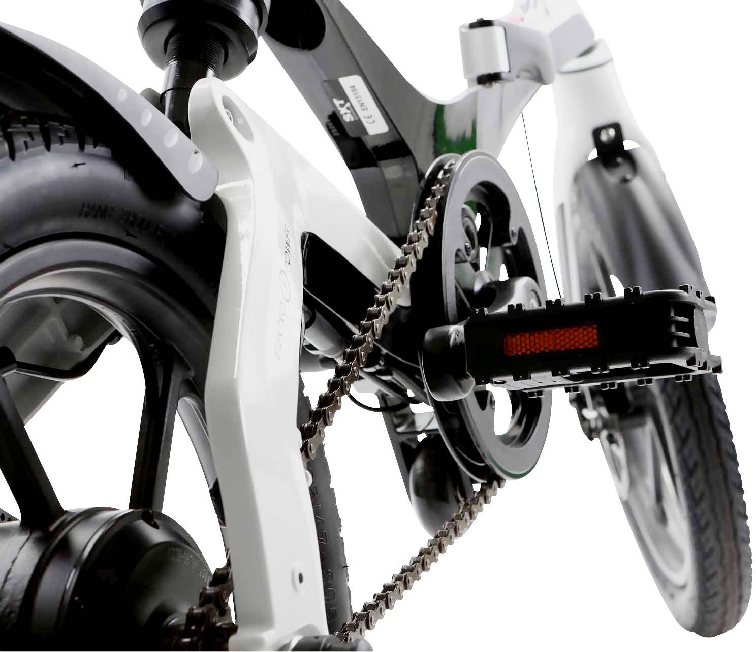 SXT Scooters VELOX E-Bike mit Trittantrieb Weiß Lithium 36V 5.2Ah mit herausnehmbaren Akku, Rahmen klappbar