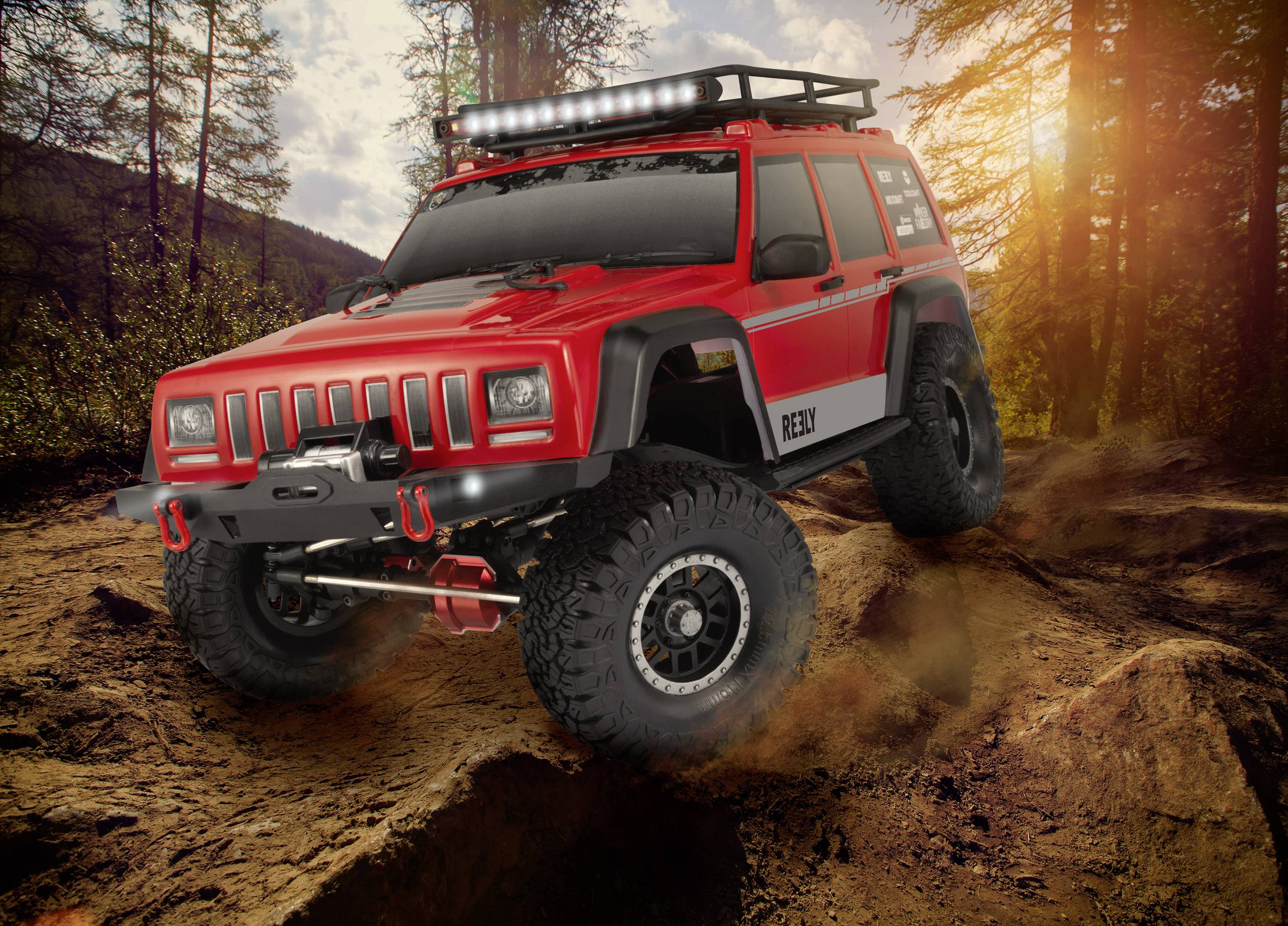 Reely Free Men Pro Brushed 1:10 RC Modellauto Elektro Crawler Allradantrieb (4WD) 100% RtR 2,4 GHz inkl. Akku, Ladegerät und Senderbatterien