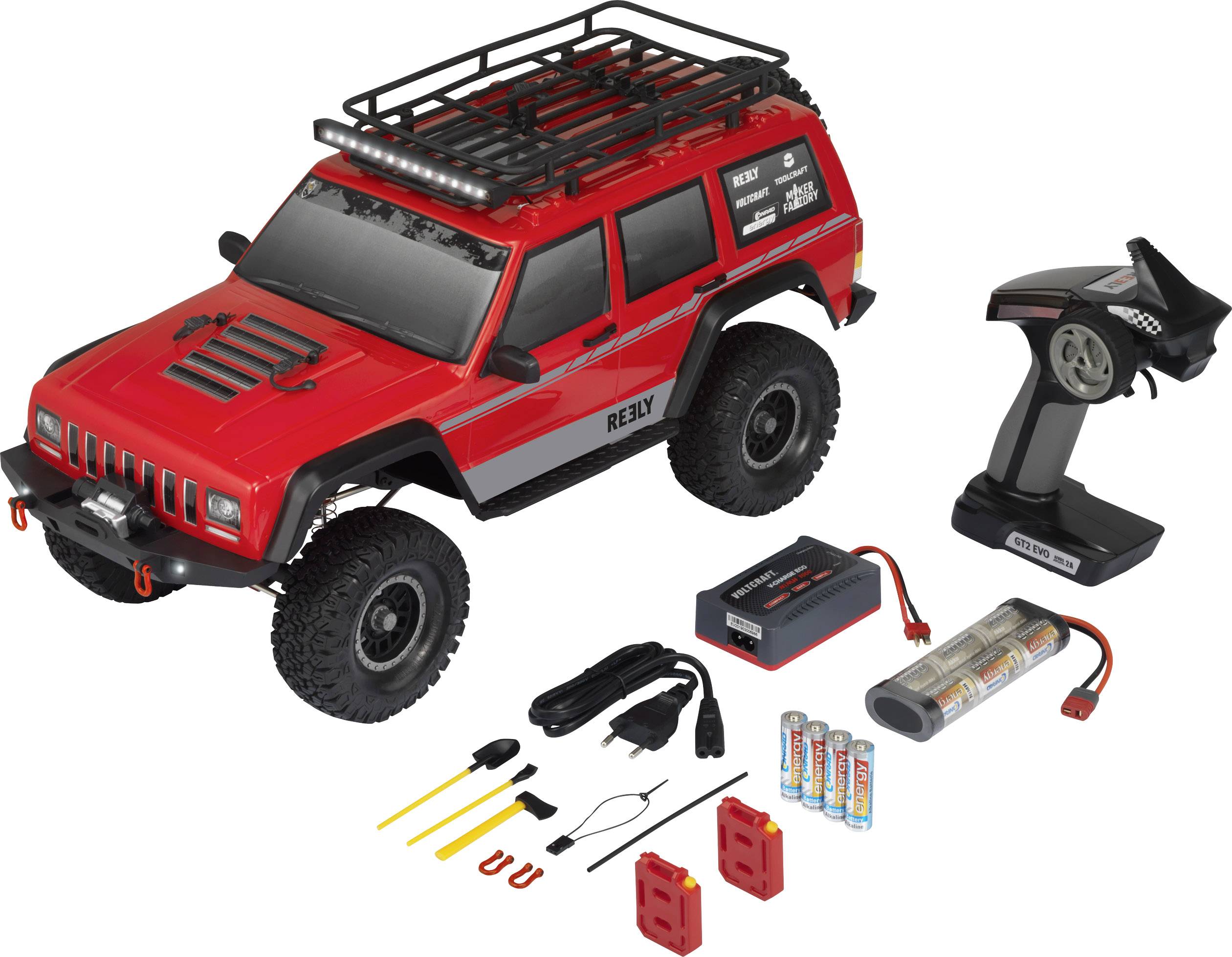 Reely Free Men Pro Brushed 1:10 RC Modellauto Elektro Crawler Allradantrieb (4WD) 100% RtR 2,4 GHz inkl. Akku, Ladegerät und Senderbatterien