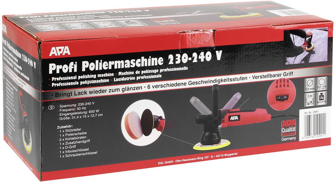 APA Profi 150 20991 Akku Poliermaschine 230 V/AC, 240 V/AC 650W 2000 - 6400 U/min 150mm