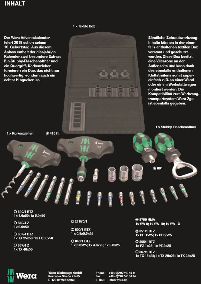 Wera 05136600001 Adventskalender Werkzeug