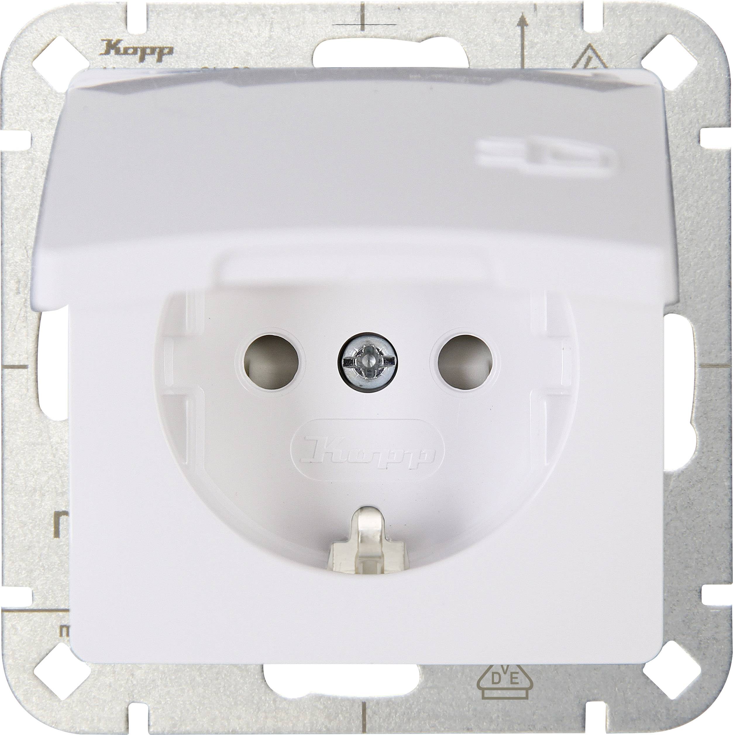 Kopp 1fach Einsatz Schutzkontakt-Steckdose mit Klappdeckel HK05 Arktis-Weiß 920802008 1 St.