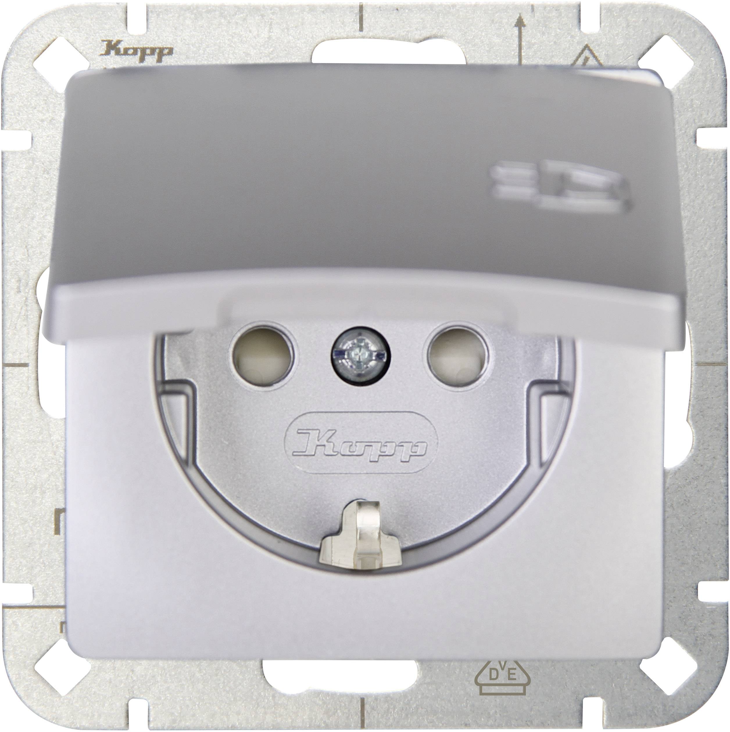 Kopp 1fach Einsatz Schutzkontakt-Steckdose mit Klappdeckel HK05 Silber 920820000 1 St.