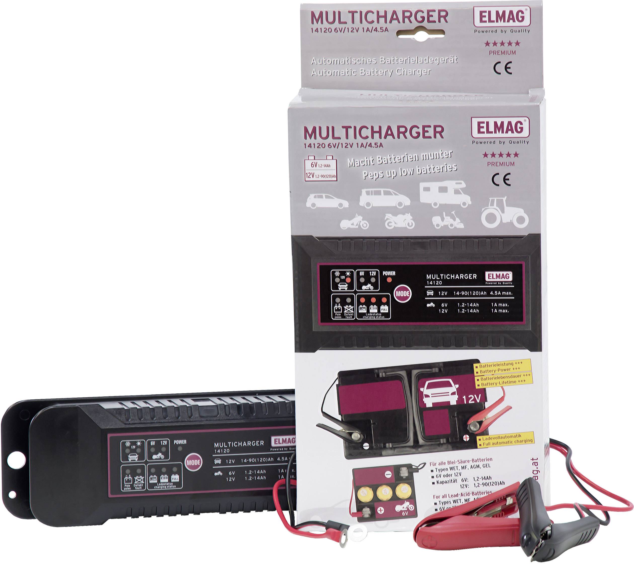 ELMAG MULTICHARGER 14120, max. 1,0/4,5 A. 56030 Automatikladegerät 6 V, 12 V 4.5 A