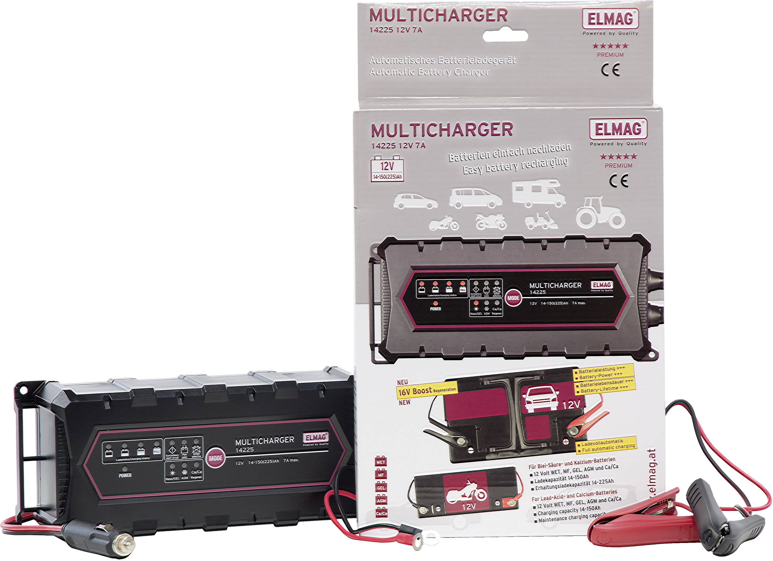 ELMAG MULTICHARGER 14225, max. 7,0 A. 56032 Automatikladegerät 12 V 7 A