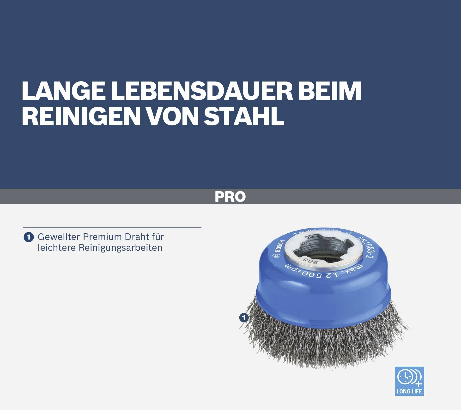 Bosch Accessories Topfbürste X-LOCK Clean for Metal, 75 mm, 0,3 mm, gewellter Stahldraht 2608620725 1St.