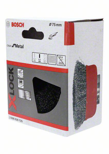 Bosch Accessories Topfbürste X-LOCK Clean for Metal, 75 mm, 0,3 mm, gewellter Stahldraht 2608620725 1St.