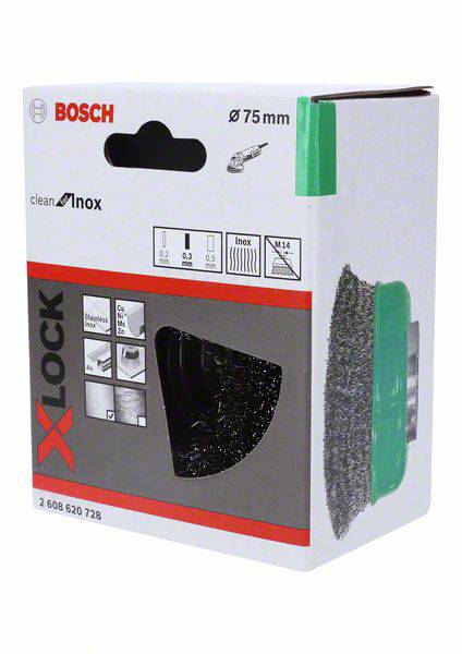 Bosch Accessories Topfbürste X-LOCK Clean for Inox, 75 mm, 0,3 mm, gewellter rostfreier Stahldraht 2608620728 1St.