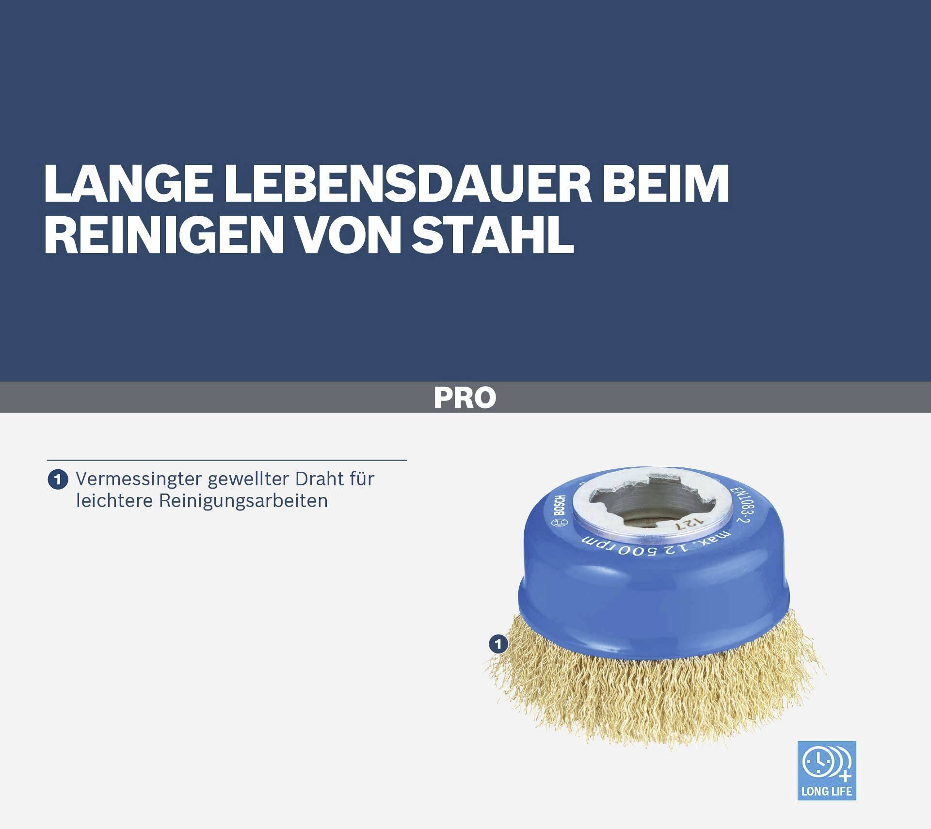 Bosch Accessories Topfbürste X-LOCK Clean for Metal, 75 mm, 0,3 mm, gewellte Messingbürste 2608620730 1 St.