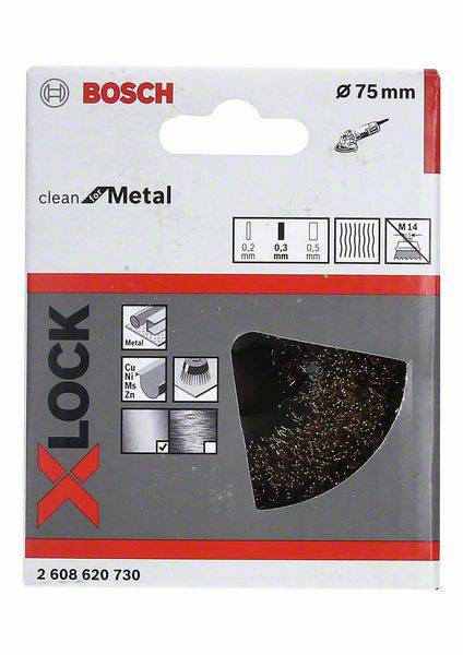 Bosch Accessories Topfbürste X-LOCK Clean for Metal, 75 mm, 0,3 mm, gewellte Messingbürste 2608620730 1 St.