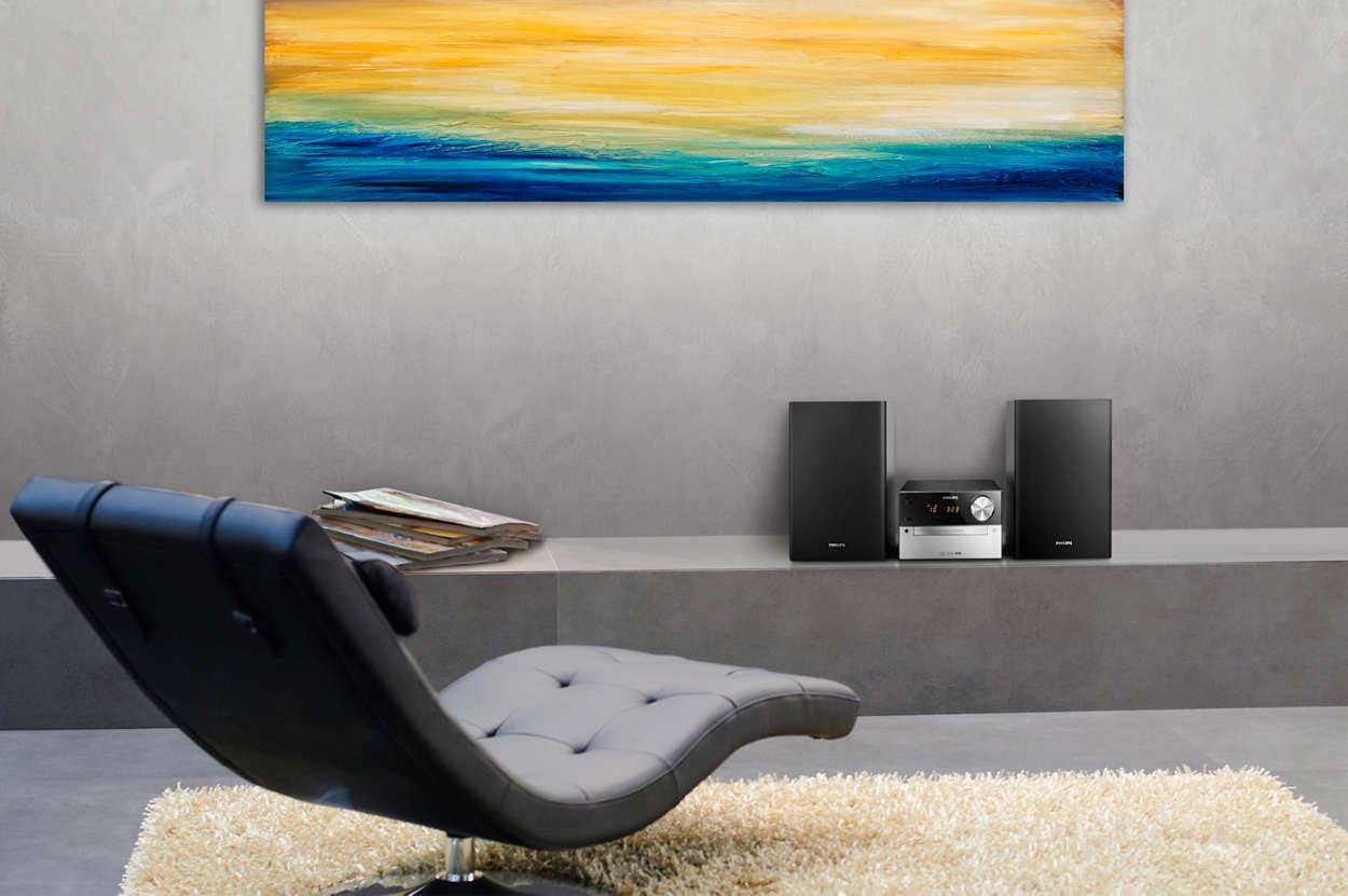 Philips MCM2300 Stereoanlage AUX, CD, UKW, USB, 15W Schwarz, Silber