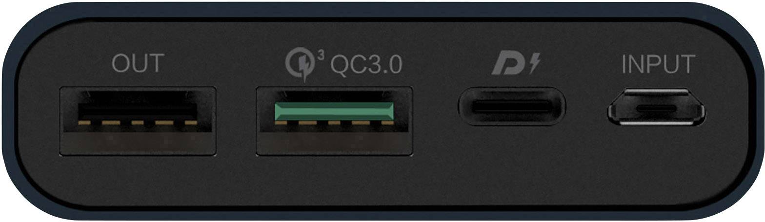 RealPower PB-10000 PD Powerbank 10000 mAh Quick Charge 3.0 Li-Ion Midnight Blau
