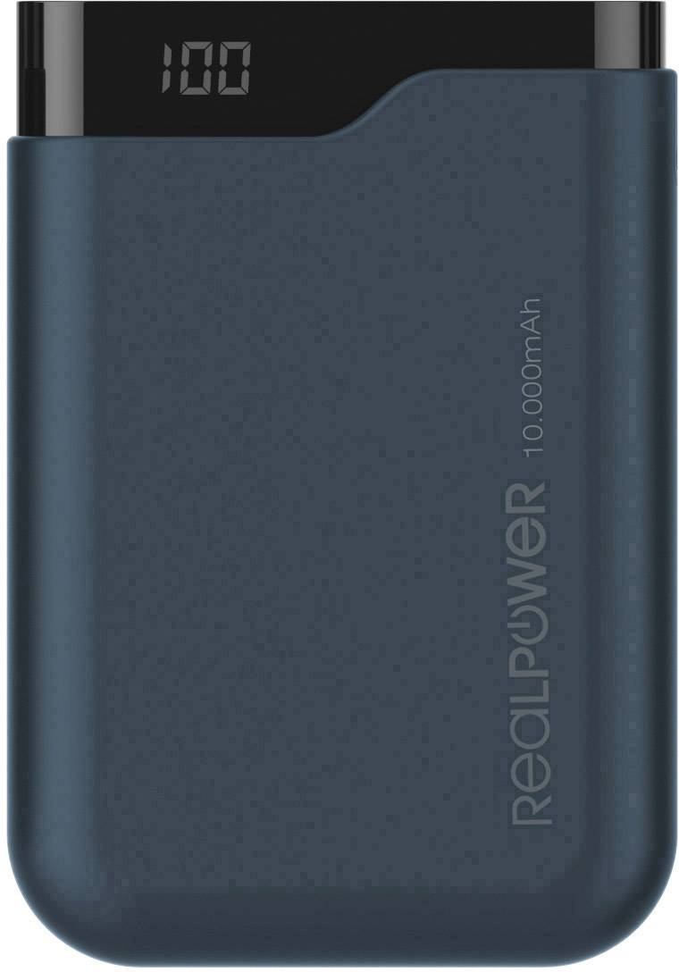 RealPower PB-10000 PD Powerbank 10000 mAh Quick Charge 3.0 Li-Ion Midnight Blau