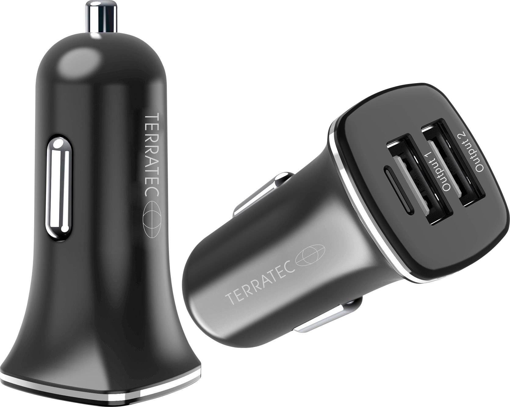 Terratec Induktions-Ladegerät ChargeAir Car 285804 Ausgänge Induktionslade-Standard Schwarz, Edelstahl