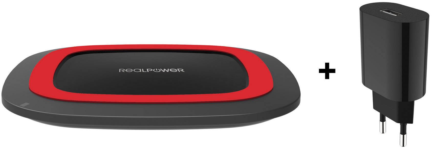 RealPower Induktions-Ladegerät FreeCharge-10 257639 Ausgänge Induktionslade-Standard Rot