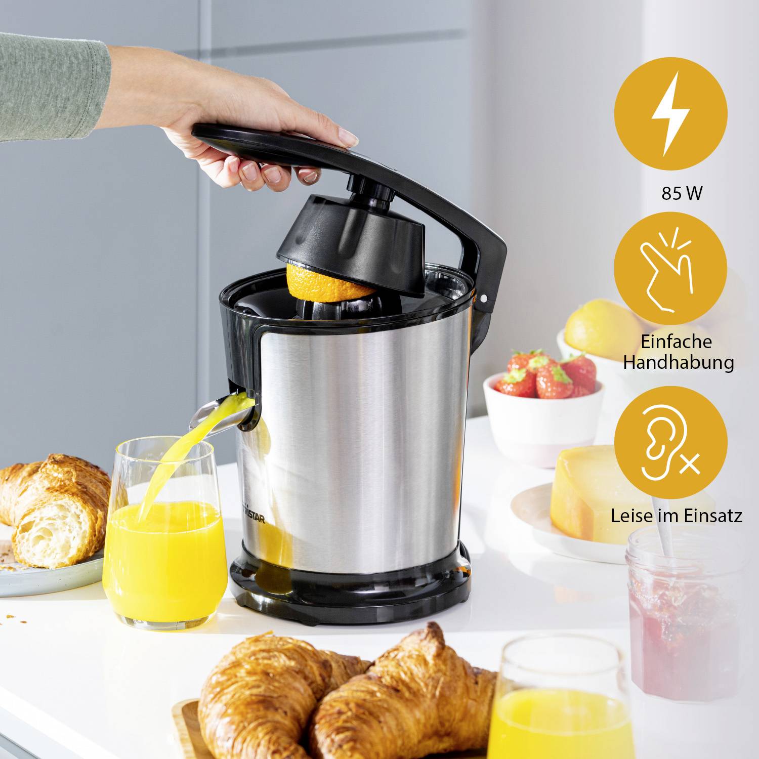 Tristar Zitruspresse CP-3002 85W Edelstahl, Schwarz
