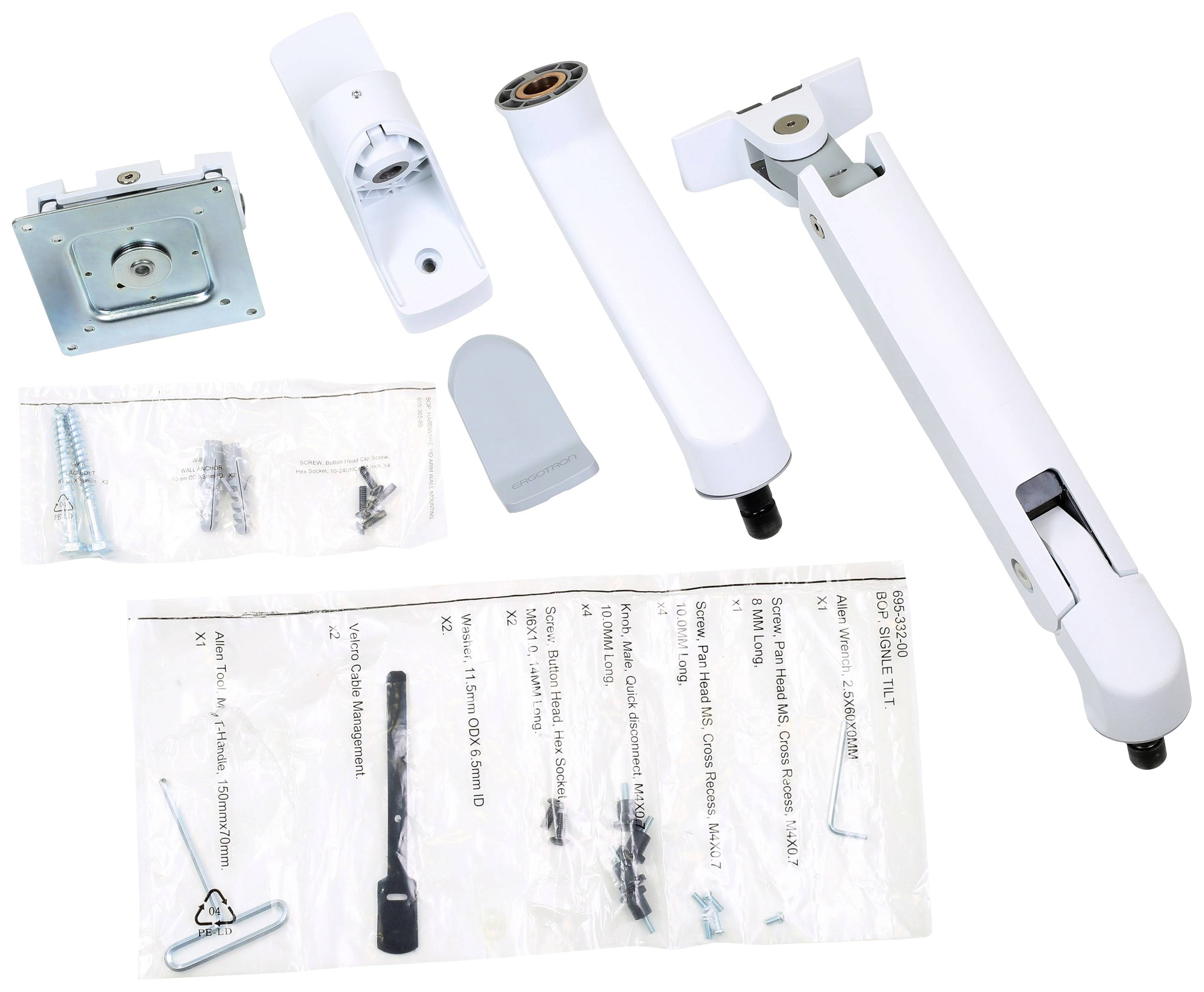 Ergotron HX Arm Wall Mount 1fach Monitor-Wandhalterung 38,1 cm (15") - 124,5 cm (49") Weiß Drehbar, Höhenverstellbar, Neigbar, Schwenkbar