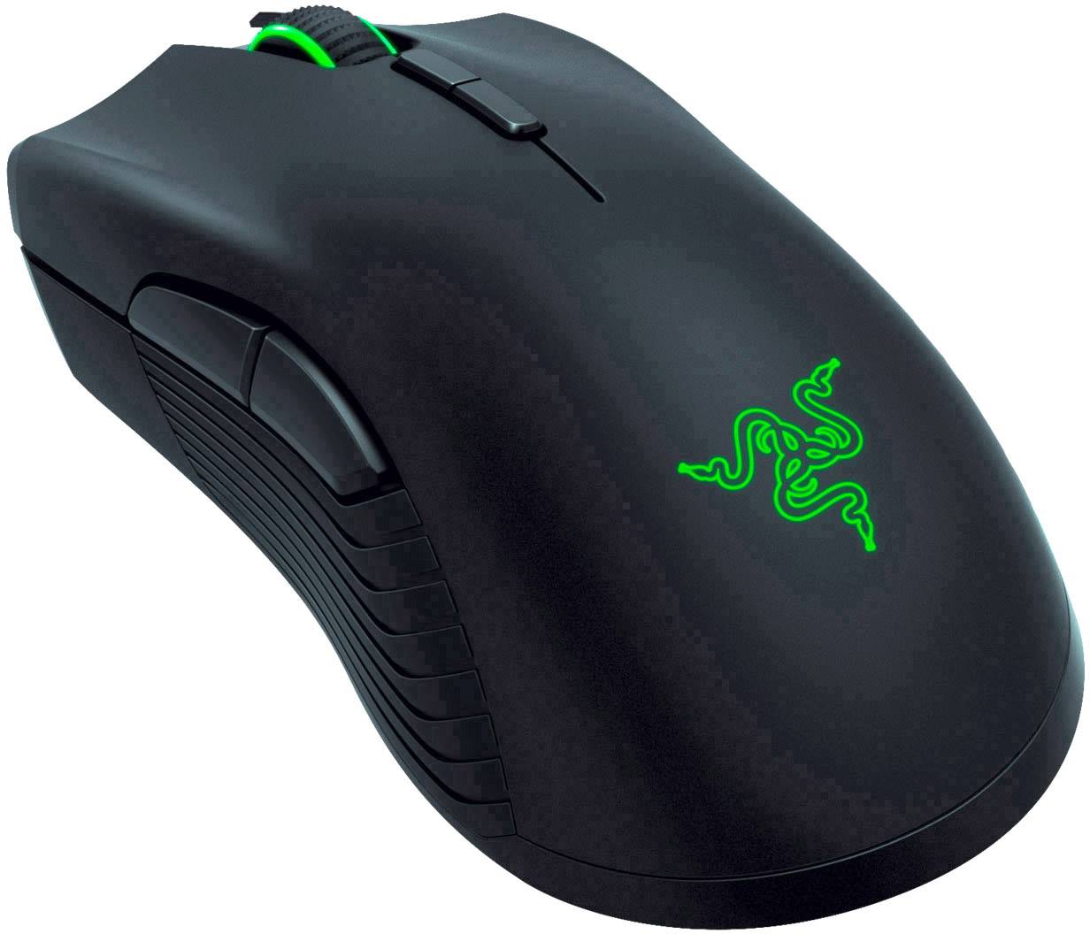 RAZER Mamba Gaming-Maus Kabelgebunden, Kabellos Optisch Schwarz 7 Tasten 16000 dpi Beleuchtet, Integrierter Profilspeicher, Wiederaufladbar