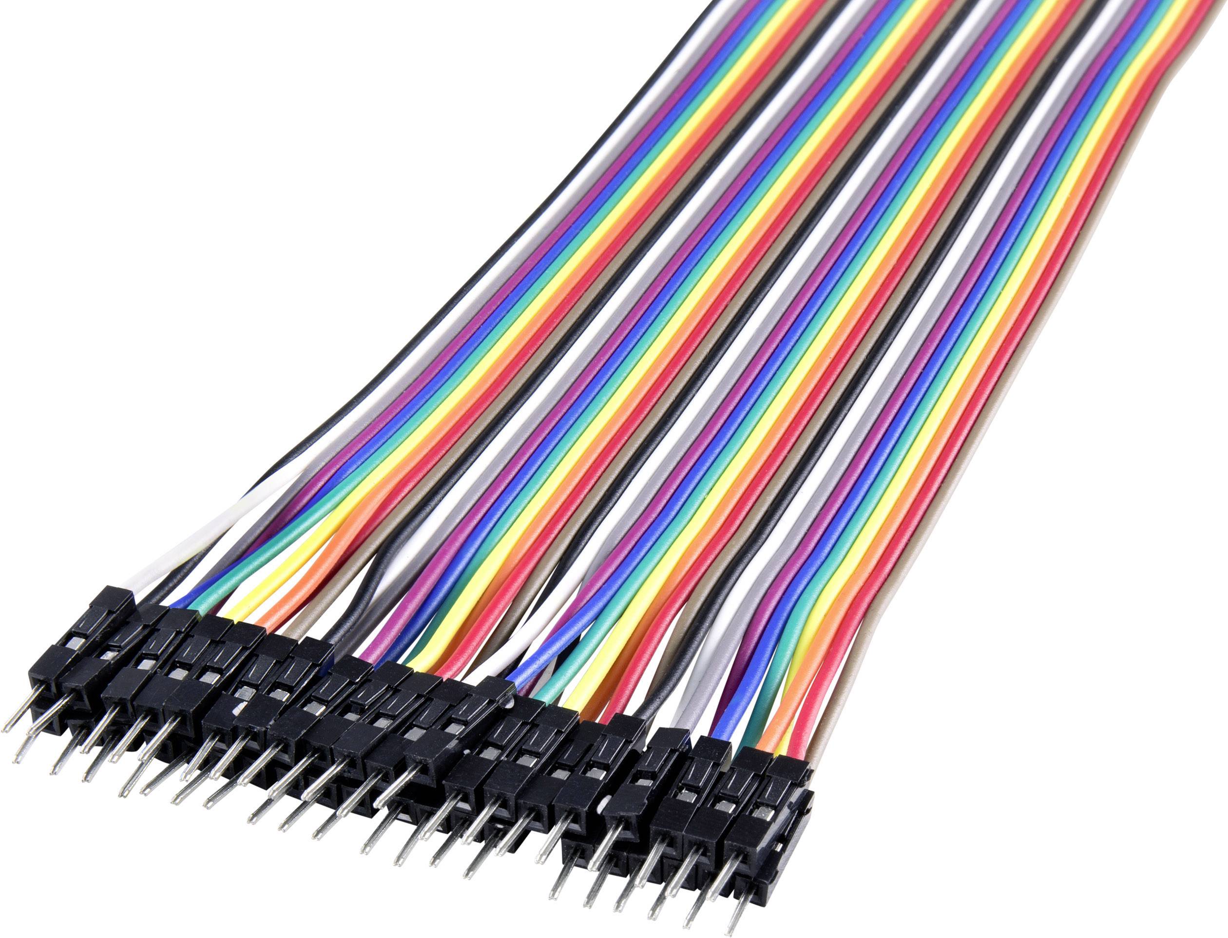 Mehrfarbige Jumper-Kabel mit Steckverbindern an einem Ende. Sie sind ideal zum Verbinden von elektronischen Komponenten.