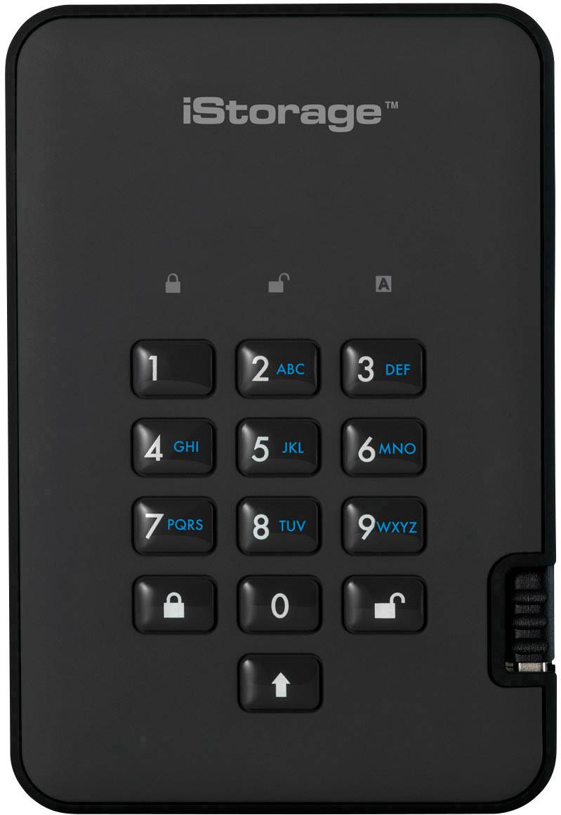 iStorage diskAshur 2® Externe Festplatte 6.35 cm (2.5 Zoll) USB-A (USB 3.2 Gen 2) Schwarz IS-DA2-256-2000-B