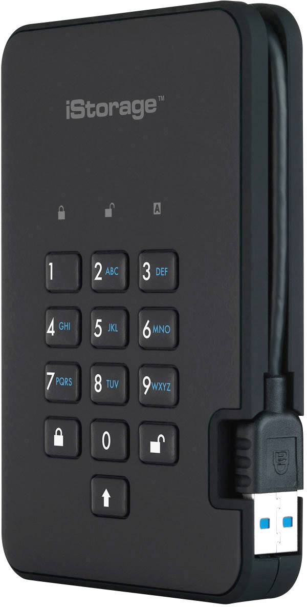 iStorage diskAshur 2® Externe Festplatte 6.35 cm (2.5 Zoll) USB-A (USB 3.2 Gen 2) Schwarz IS-DA2-256-1000-B