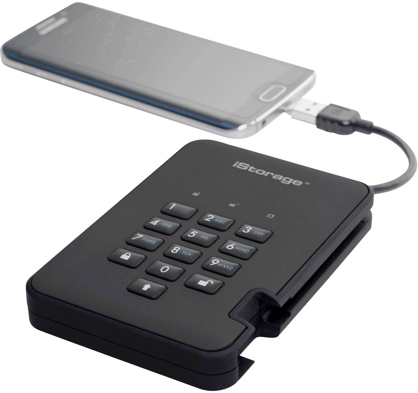 iStorage diskAshur 2® 500 GB Externe Festplatte 6.35 cm (2.5 Zoll) USB 3.2 Gen 2 (USB 3.1) Schwarz IS-DA2-256-500-B