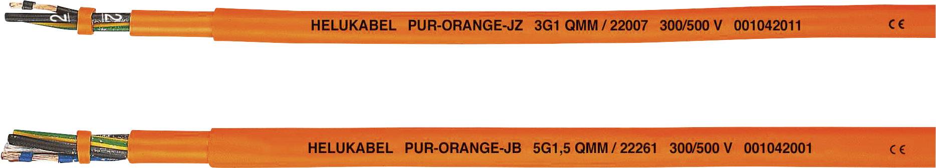 Zwei orange Helukabel mit aufgedrucktem Text, der technische Spezifikationen wie Modellnummer, Spannung und CE-Kennzeichnung zeigt.