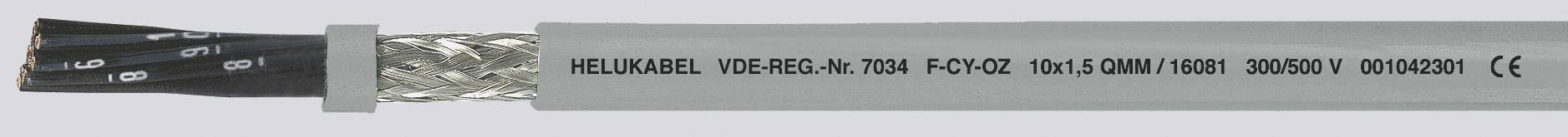 Graues Kabel mit Aufschrift 'HELKABEL VDE Reg.-Nr. 7064' und technischen Spezifikationen.