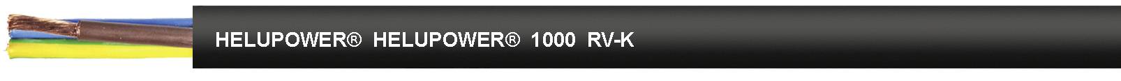Ein Stromkabel mit der Aufschrift 'HELUKABEL HELUPOWER 1000 RVK'. Das Kabel hat mehrere farbige Adern: braun, blau, gelb-grün, schwarz.