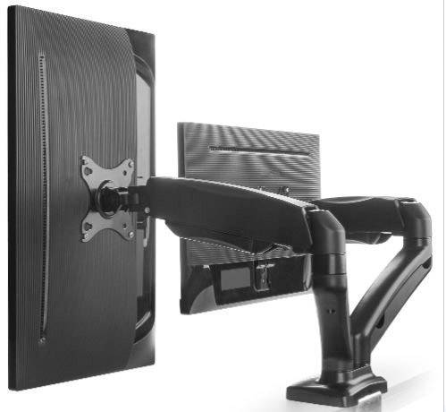 ICY BOX IB-MS304-T 2fach Monitor-Tischhalterung 25,4cm (10") - 68,6cm (27") Schwarz Neigbar, Schwenkbar, Drehbar, Höhenverstellbar