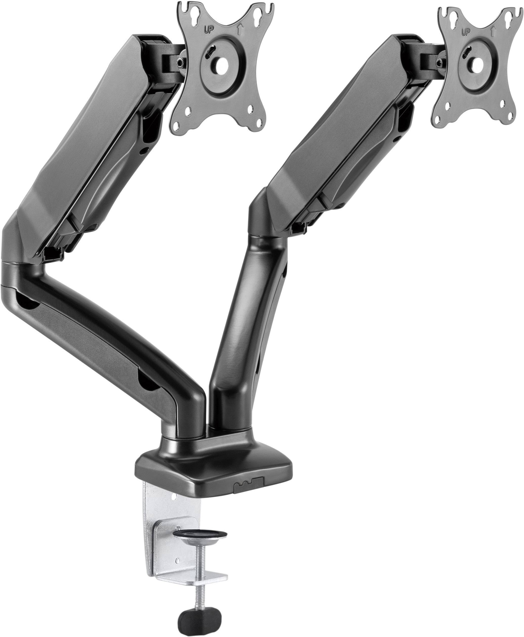 ICY BOX IB-MS304-T 2fach Monitor-Tischhalterung 25,4cm (10") - 68,6cm (27") Schwarz Neigbar, Schwenkbar, Drehbar, Höhenverstellbar