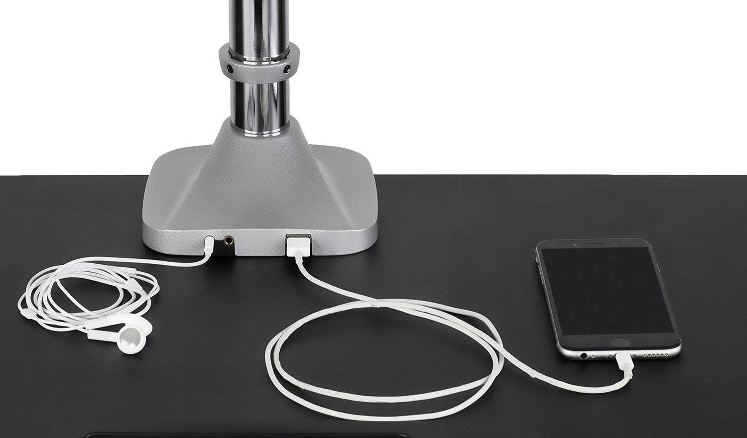 ICY BOX IB-MS505-T 3fach Monitor-Tischhalterung 25,4cm (10") - 81,3cm (32") Silber, Schwarz Drehbar, Höhenverstellbar, Neigbar