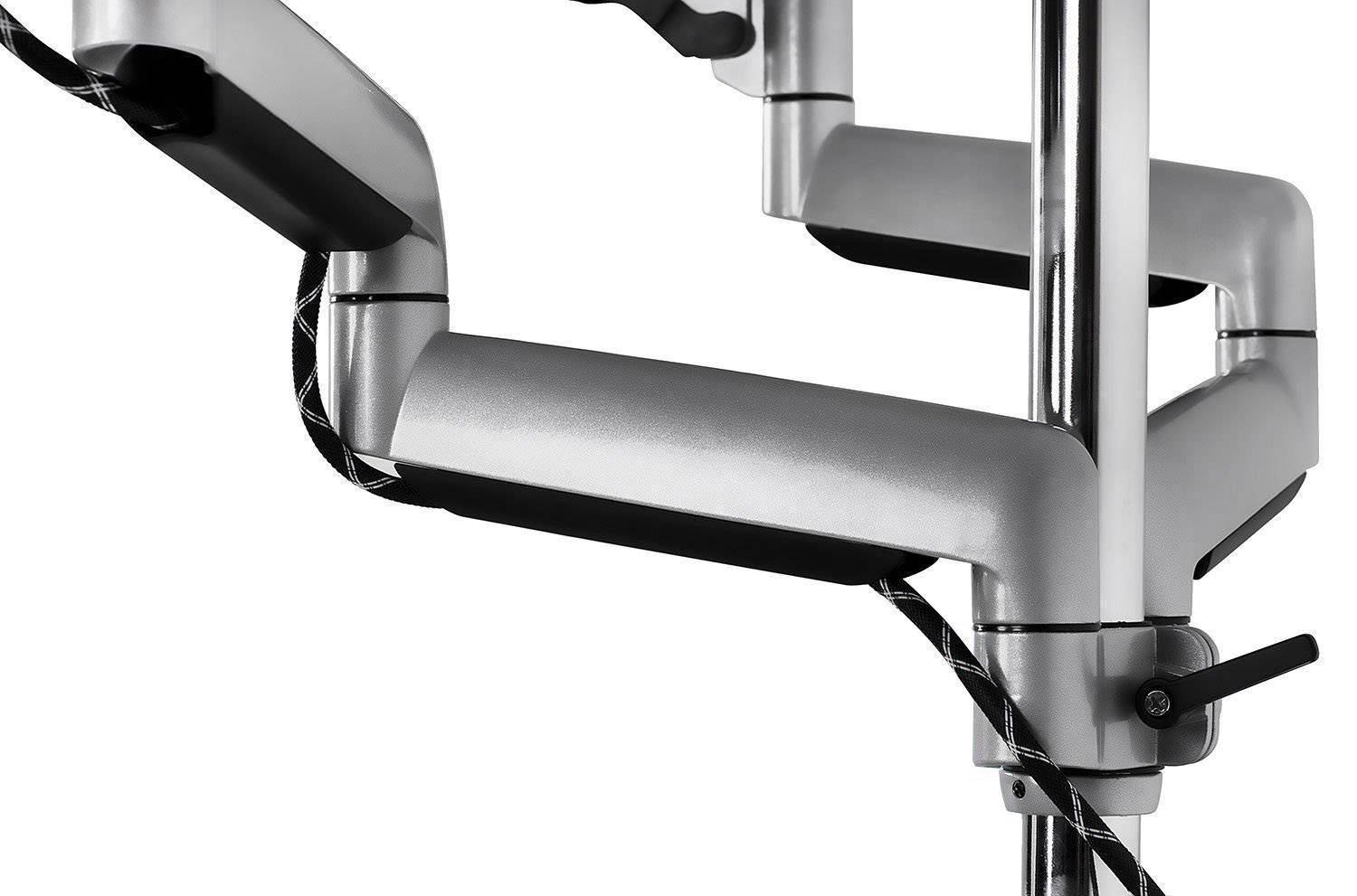 ICY BOX IB-MS505-T 3fach Monitor-Tischhalterung 25,4cm (10") - 81,3cm (32") Silber, Schwarz Drehbar, Höhenverstellbar, Neigbar