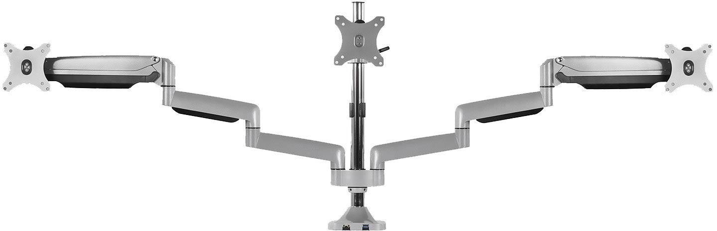 ICY BOX IB-MS505-T 3fach Monitor-Tischhalterung 25,4cm (10") - 81,3cm (32") Silber, Schwarz Drehbar, Höhenverstellbar, Neigbar