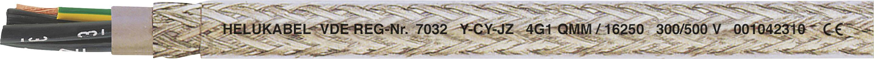 Ein mehradriges Kabel mit Isolierung und Geflecht, Aufschrift 'HELUKABEL 1X2,5mm2'. Geeignet für industrielle Anwendungen.