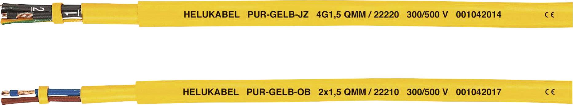 Zwei gelbe Kabel mit der Aufschrift 'HELUKABEL PUR-GELB-JZ' und 'HELUKABEL PUR-GELB-OB', 300/500 V.