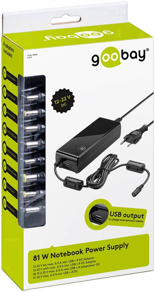 Goobay 55001 Notebook-Netzteil 22 V 6 A 81 W