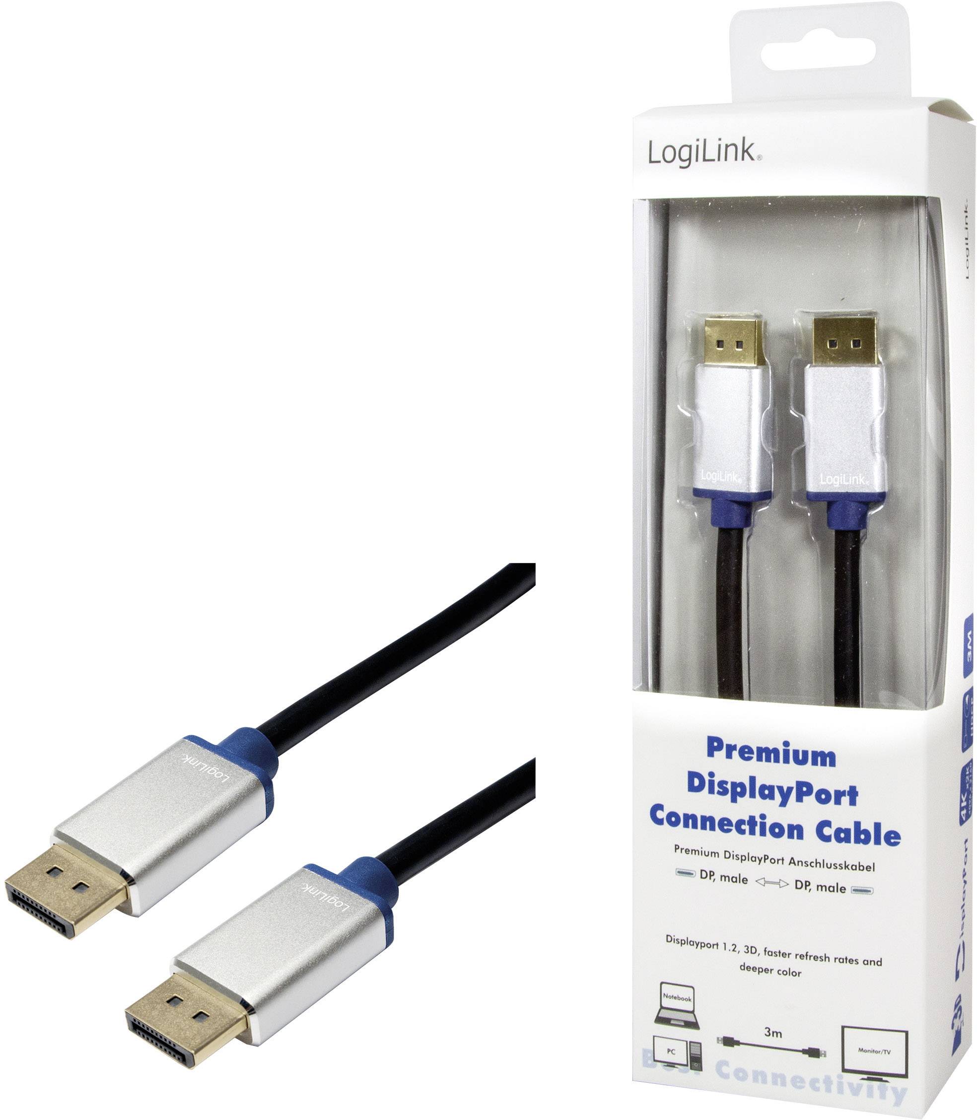 LogiLink DisplayPort Anschlusskabel 3.00m BDPM30 Schwarz [1x DisplayPort Stecker - 1x DisplayPort Stecker]