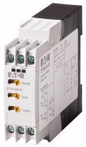 Ein elektronisches Zeitrelais von Eaton mit Beschriftungen für 'Range', 'Time' und 'Function', verwendet in elektrischen Steuerungen.