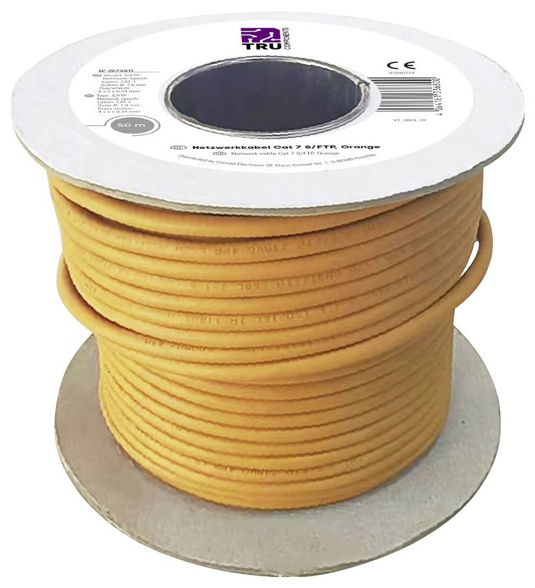 TRU COMPONENTS Netzwerkkabel CAT 7a S/FTP 4 x 2 x 0.26mm² CPR-Dca zertifiziert Orange 50m
